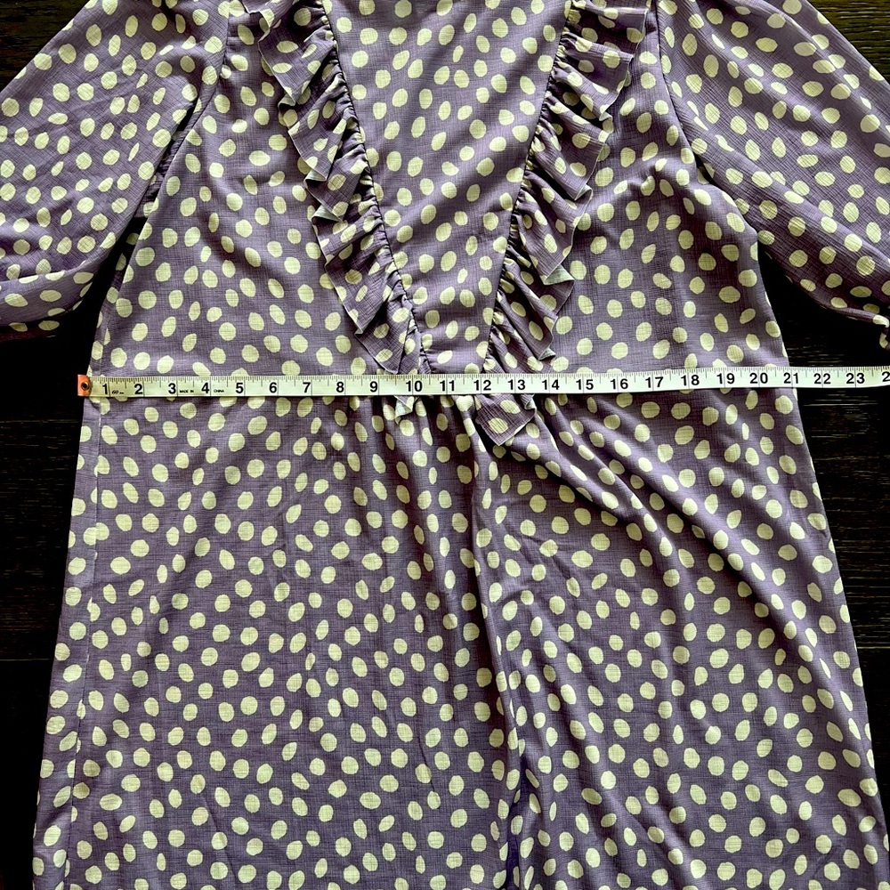 Womens Zara polka dot purple dress with Ruffles, sz Medium - Picture 8 of 11